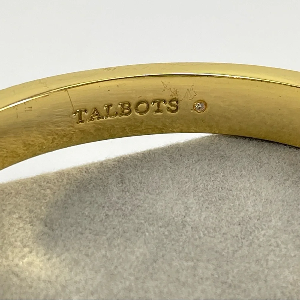 Talbots Gold Tone Orange Enamel Hinged Clamp Bangle Bracelet Trendy Beautiful